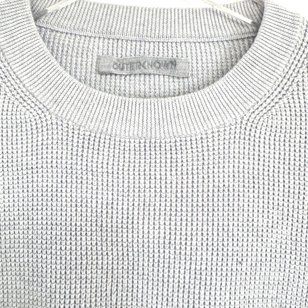 Outerknown | Grey Nostalgic Solid Waffle-Knit Organic Cotton-Blend‎ Sweater - Picture 4 of 5